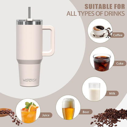 30 oz Tumbler with Handle,Tumbler with Lid and Straw,Double Wall Insulated Cup Stainless Steel Travel Mug(Cold for 34 Hours),Water Bottle for Iced Tea,Coffee,Cold Beverages(Black)