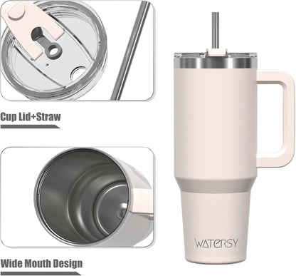 30 oz Tumbler with Handle,Tumbler with Lid and Straw,Double Wall Insulated Cup Stainless Steel Travel Mug(Cold for 34 Hours),Water Bottle for Iced Tea,Coffee,Cold Beverages(Black)