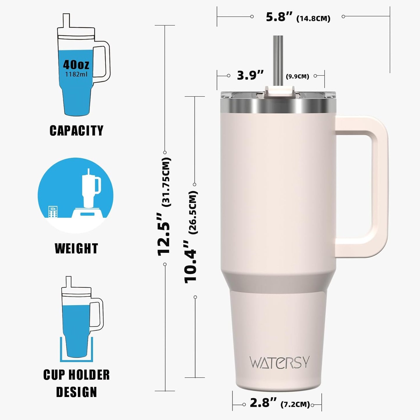 30 oz Tumbler with Handle,Tumbler with Lid and Straw,Double Wall Insulated Cup Stainless Steel Travel Mug(Cold for 34 Hours),Water Bottle for Iced Tea,Coffee,Cold Beverages(Black)