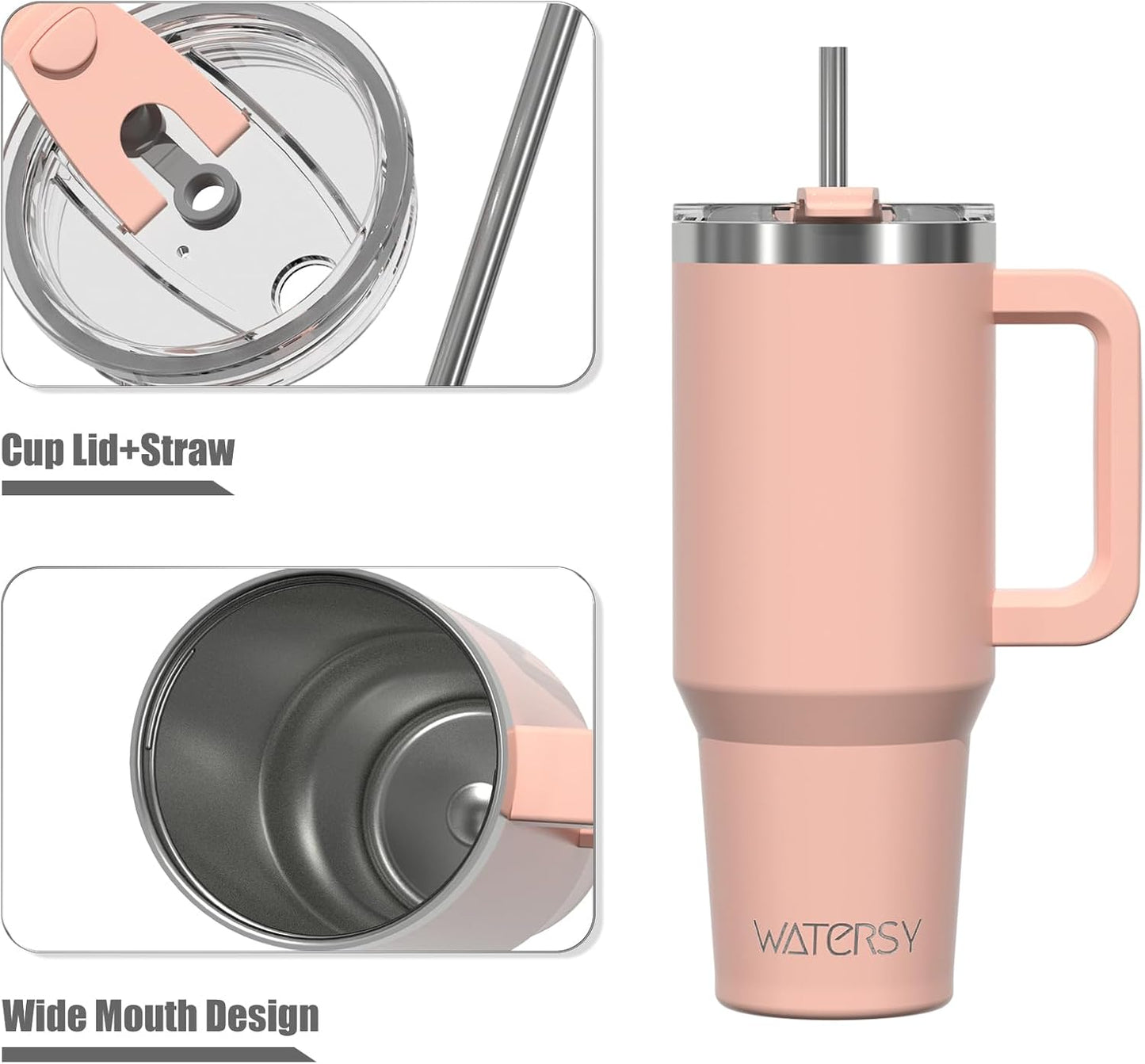 30 oz Tumbler with Handle,Tumbler with Lid and Straw,Double Wall Insulated Cup Stainless Steel Travel Mug(Cold for 34 Hours),Water Bottle for Iced Tea,Coffee,Cold Beverages(Black)