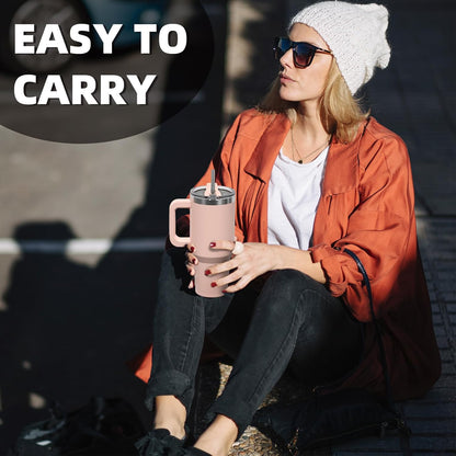30 oz Tumbler with Handle,Tumbler with Lid and Straw,Double Wall Insulated Cup Stainless Steel Travel Mug(Cold for 34 Hours),Water Bottle for Iced Tea,Coffee,Cold Beverages(Black)