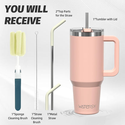 30 oz Tumbler with Handle,Tumbler with Lid and Straw,Double Wall Insulated Cup Stainless Steel Travel Mug(Cold for 34 Hours),Water Bottle for Iced Tea,Coffee,Cold Beverages(Black)