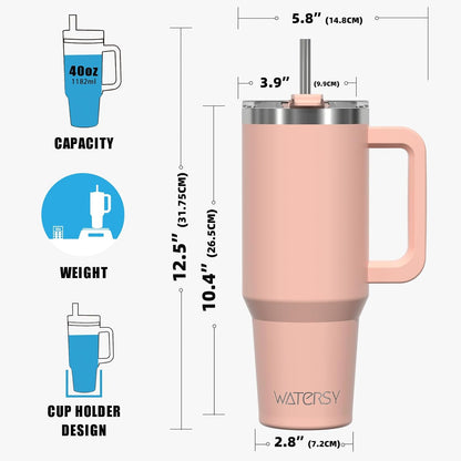 30 oz Tumbler with Handle,Tumbler with Lid and Straw,Double Wall Insulated Cup Stainless Steel Travel Mug(Cold for 34 Hours),Water Bottle for Iced Tea,Coffee,Cold Beverages(Black)