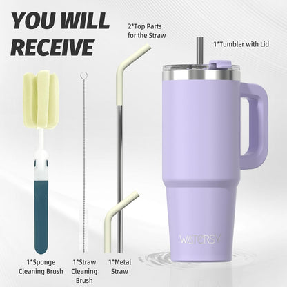 30 oz Tumbler with Handle,Tumbler with Lid and Straw,Double Wall Insulated Cup Stainless Steel Travel Mug(Cold for 34 Hours),Water Bottle for Iced Tea,Coffee,Cold Beverages(Black)
