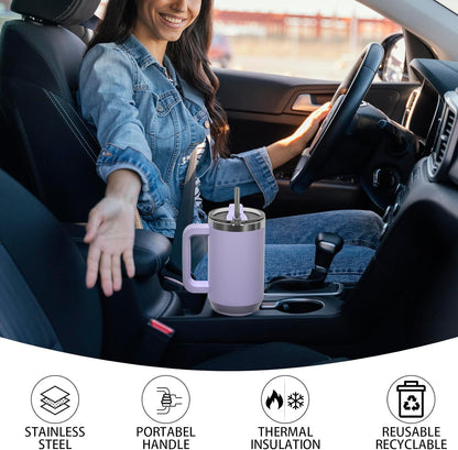 30 oz Tumbler with Handle,Tumbler with Lid and Straw,Double Wall Insulated Cup Stainless Steel Travel Mug(Cold for 34 Hours),Water Bottle for Iced Tea,Coffee,Cold Beverages(Black)