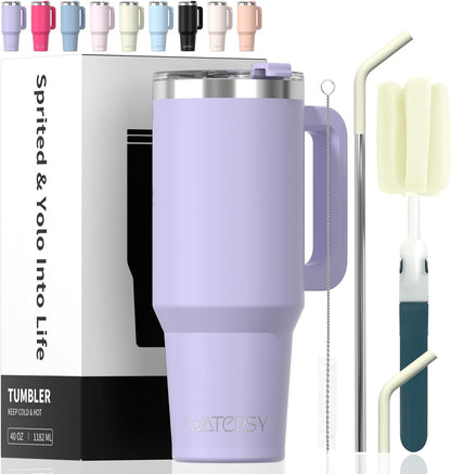 30 oz Tumbler with Handle,Tumbler with Lid and Straw,Double Wall Insulated Cup Stainless Steel Travel Mug(Cold for 34 Hours),Water Bottle for Iced Tea,Coffee,Cold Beverages(Black)