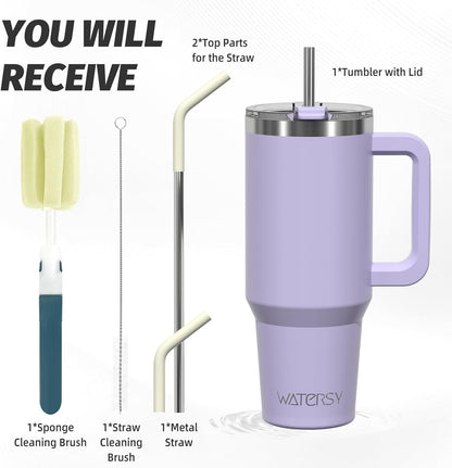 30 oz Tumbler with Handle,Tumbler with Lid and Straw,Double Wall Insulated Cup Stainless Steel Travel Mug(Cold for 34 Hours),Water Bottle for Iced Tea,Coffee,Cold Beverages(Black)