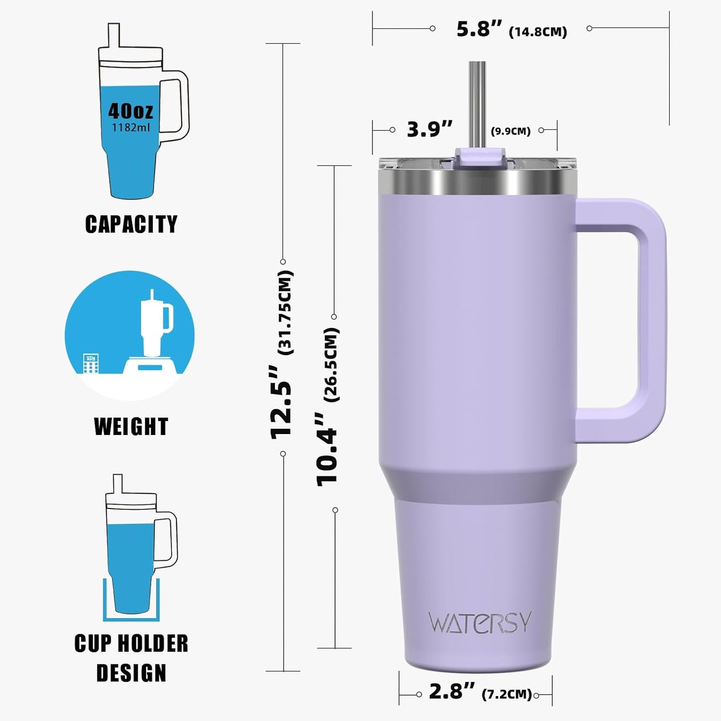 30 oz Tumbler with Handle,Tumbler with Lid and Straw,Double Wall Insulated Cup Stainless Steel Travel Mug(Cold for 34 Hours),Water Bottle for Iced Tea,Coffee,Cold Beverages(Black)