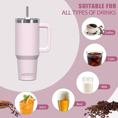 30 oz Tumbler with Handle,Tumbler with Lid and Straw,Double Wall Insulated Cup Stainless Steel Travel Mug(Cold for 34 Hours),Water Bottle for Iced Tea,Coffee,Cold Beverages(Black)