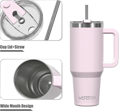30 oz Tumbler with Handle,Tumbler with Lid and Straw,Double Wall Insulated Cup Stainless Steel Travel Mug(Cold for 34 Hours),Water Bottle for Iced Tea,Coffee,Cold Beverages(Black)