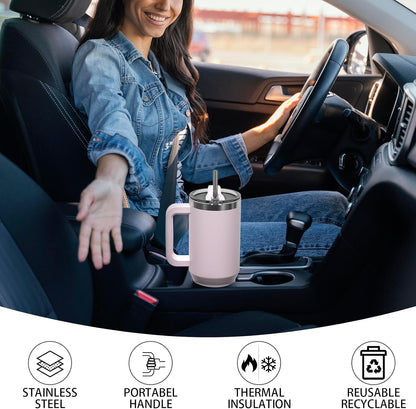 30 oz Tumbler with Handle,Tumbler with Lid and Straw,Double Wall Insulated Cup Stainless Steel Travel Mug(Cold for 34 Hours),Water Bottle for Iced Tea,Coffee,Cold Beverages(Black)