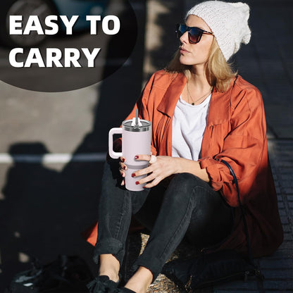 30 oz Tumbler with Handle,Tumbler with Lid and Straw,Double Wall Insulated Cup Stainless Steel Travel Mug(Cold for 34 Hours),Water Bottle for Iced Tea,Coffee,Cold Beverages(Black)