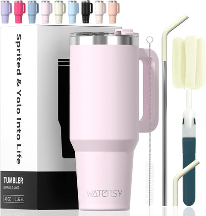 30 oz Tumbler with Handle,Tumbler with Lid and Straw,Double Wall Insulated Cup Stainless Steel Travel Mug(Cold for 34 Hours),Water Bottle for Iced Tea,Coffee,Cold Beverages(Black)