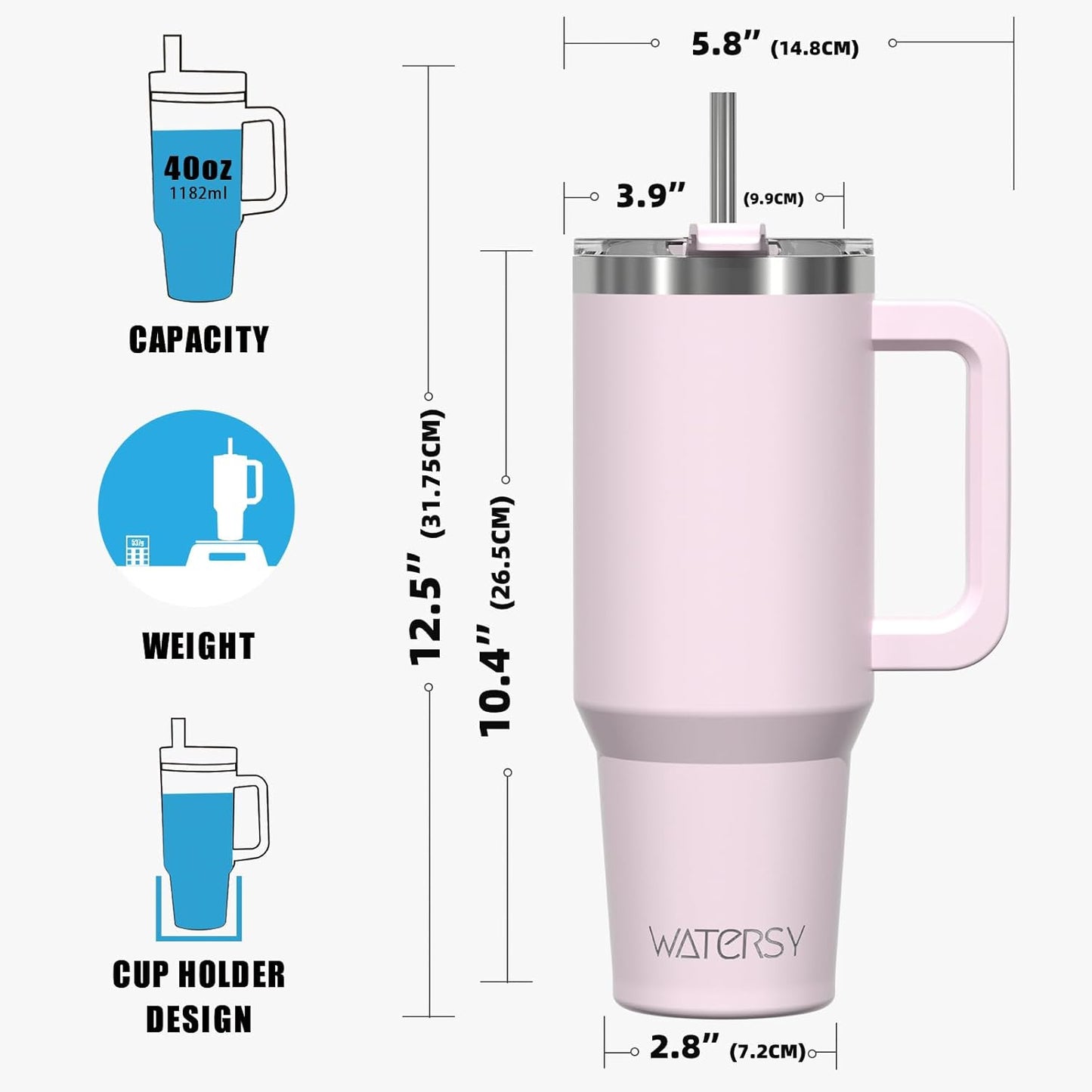 30 oz Tumbler with Handle,Tumbler with Lid and Straw,Double Wall Insulated Cup Stainless Steel Travel Mug(Cold for 34 Hours),Water Bottle for Iced Tea,Coffee,Cold Beverages(Black)