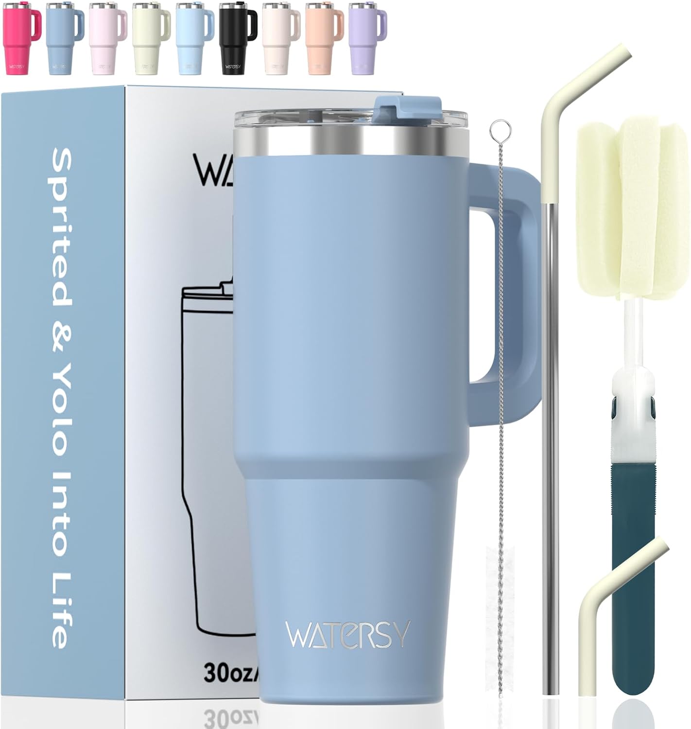 30 oz Tumbler with Handle,Tumbler with Lid and Straw,Double Wall Insulated Cup Stainless Steel Travel Mug(Cold for 34 Hours),Water Bottle for Iced Tea,Coffee,Cold Beverages(Black)