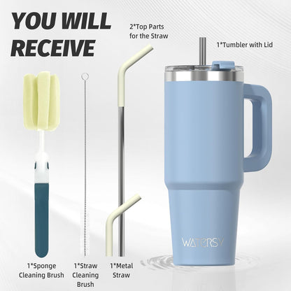 30 oz Tumbler with Handle,Tumbler with Lid and Straw,Double Wall Insulated Cup Stainless Steel Travel Mug(Cold for 34 Hours),Water Bottle for Iced Tea,Coffee,Cold Beverages(Black)