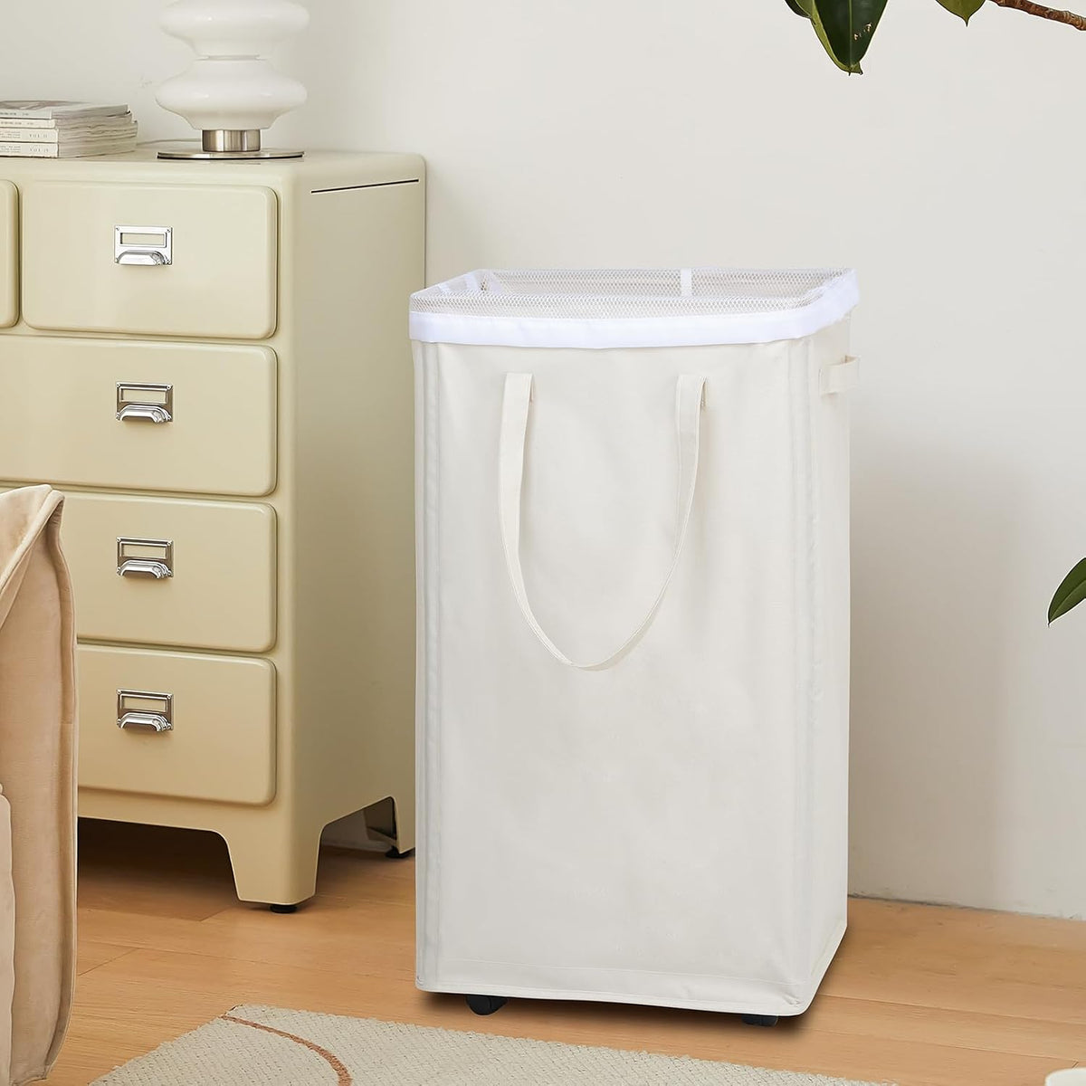 70L Enlarged Slim Rolling Laundry Basket Hamper on Wheels, Grey