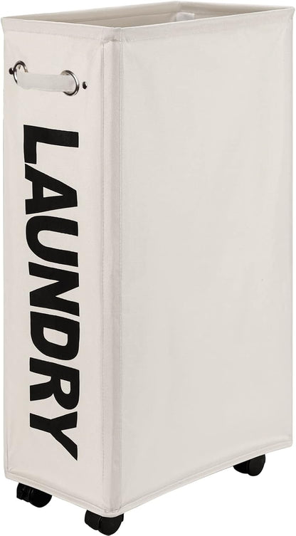 70L Enlarged Slim Rolling Laundry Basket Hamper on Wheels, Grey