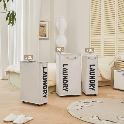 70L Enlarged Slim Rolling Laundry Basket Hamper on Wheels, Grey