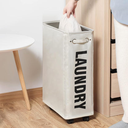 70L Enlarged Slim Rolling Laundry Basket Hamper on Wheels, Grey