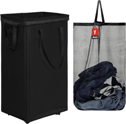 70L Enlarged Slim Rolling Laundry Basket Hamper on Wheels, Grey