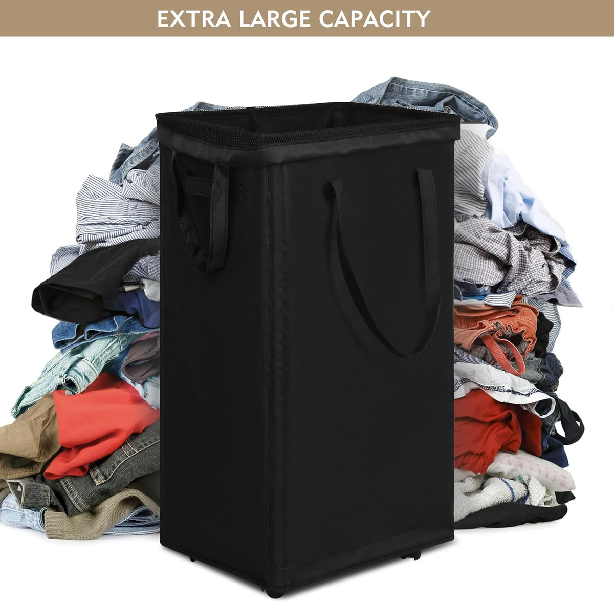 70L Enlarged Slim Rolling Laundry Basket Hamper on Wheels, Grey