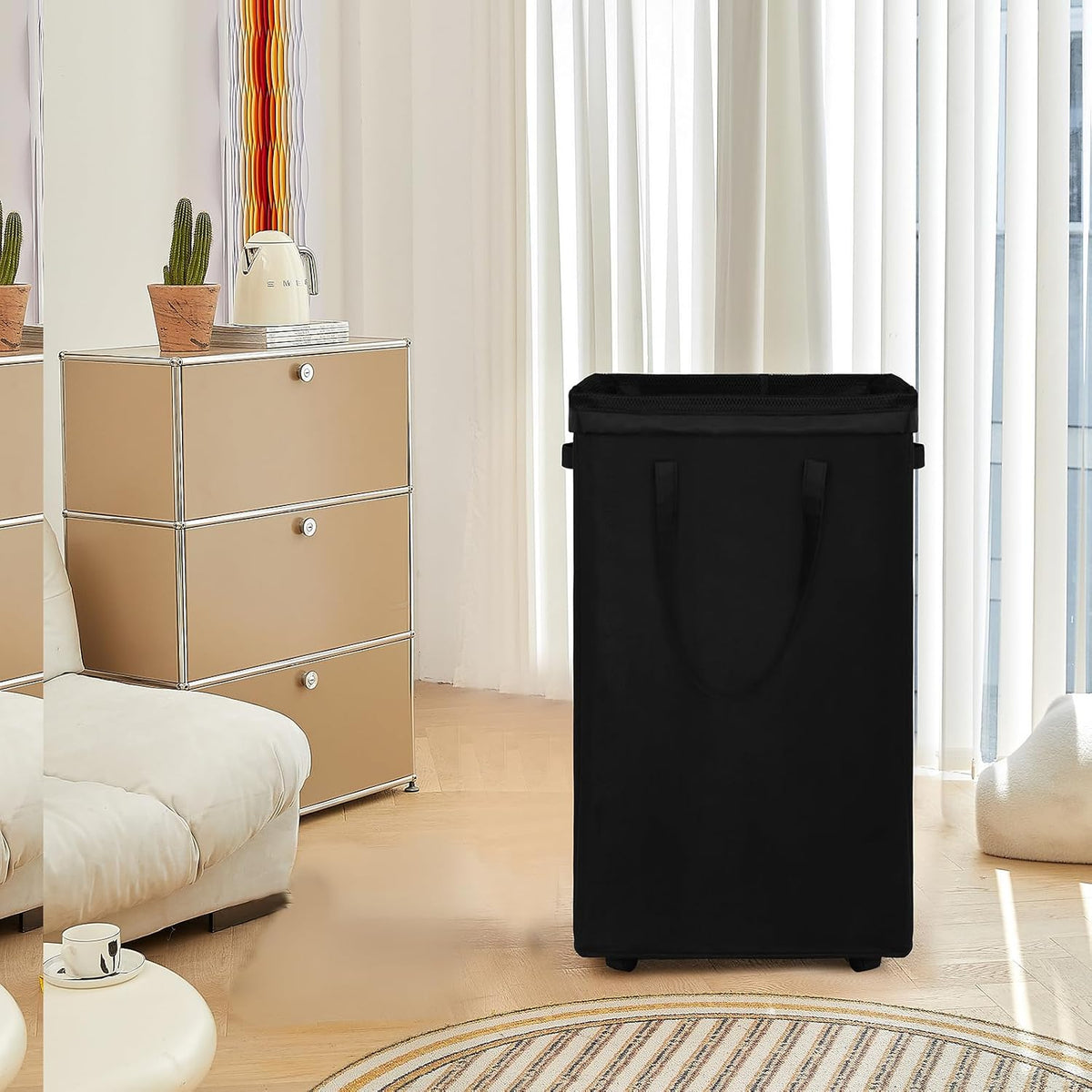 70L Enlarged Slim Rolling Laundry Basket Hamper on Wheels, Grey