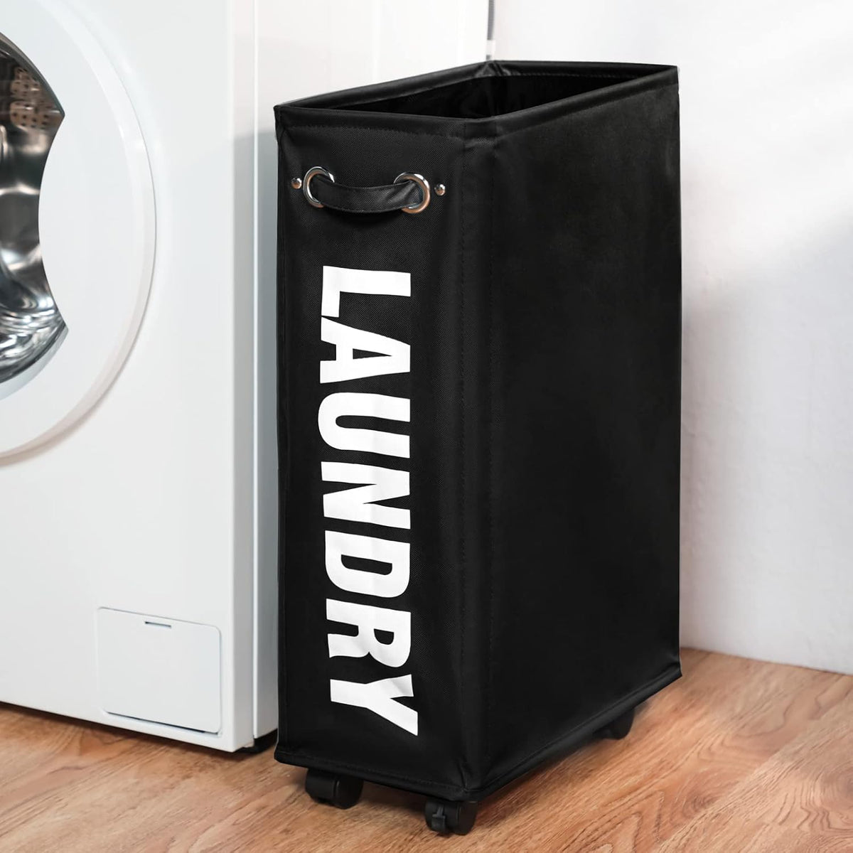 70L Enlarged Slim Rolling Laundry Basket Hamper on Wheels, Grey