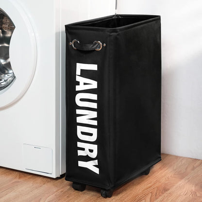 70L Enlarged Slim Rolling Laundry Basket Hamper on Wheels, Grey