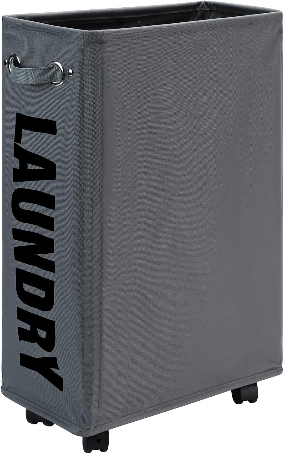 70L Enlarged Slim Rolling Laundry Basket Hamper on Wheels, Grey