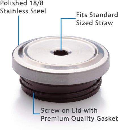 Stainless Steel Skinny Insulated Tumbler Cup with Lid and Reusable Straw - 16 oz (Jet Black)