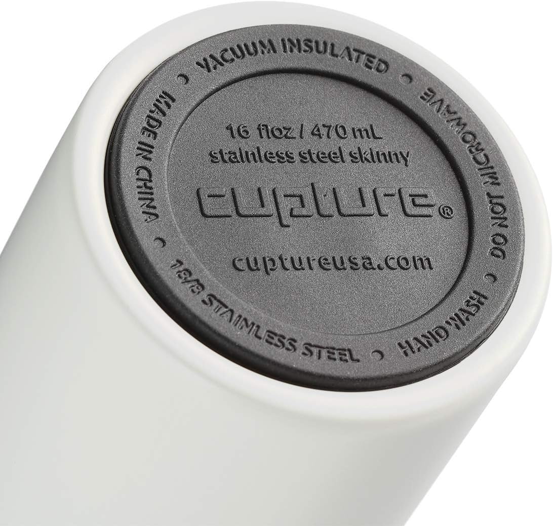 Stainless Steel Skinny Insulated Tumbler Cup with Lid and Reusable Straw - 16 oz (Jet Black)