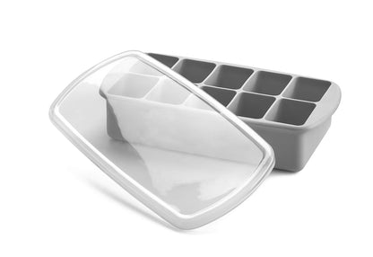 Silicone Baby Food Freezer Tray with Lid | 10 x 2oz Portion Cubes – Breastmilk & Homemade Puree Storage Container – BPA Free, Microwave, Freezer & Dishwasher Safe – Baby Registry Must (Grey)