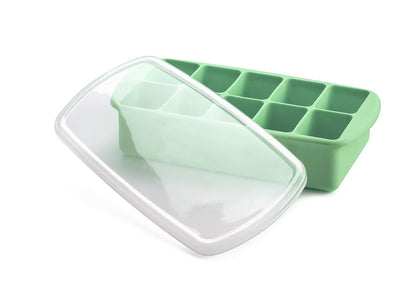 Silicone Baby Food Freezer Tray with Lid | 10 x 2oz Portion Cubes – Breastmilk & Homemade Puree Storage Container – BPA Free, Microwave, Freezer & Dishwasher Safe – Baby Registry Must (Grey)