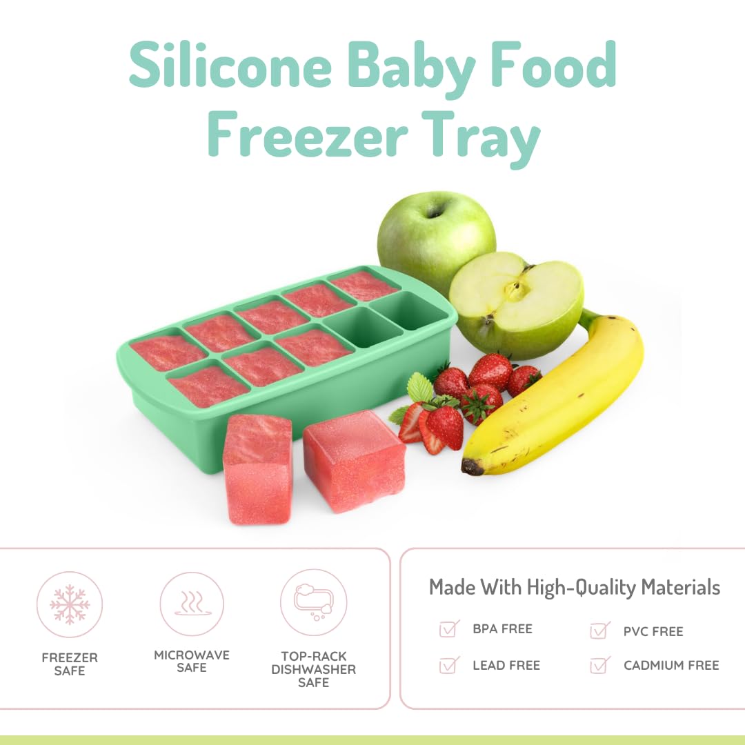 Silicone Baby Food Freezer Tray with Lid | 10 x 2oz Portion Cubes – Breastmilk & Homemade Puree Storage Container – BPA Free, Microwave, Freezer & Dishwasher Safe – Baby Registry Must (Grey)