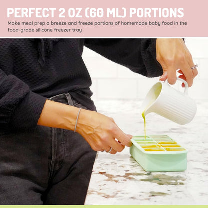 Silicone Baby Food Freezer Tray with Lid | 10 x 2oz Portion Cubes – Breastmilk & Homemade Puree Storage Container – BPA Free, Microwave, Freezer & Dishwasher Safe – Baby Registry Must (Grey)