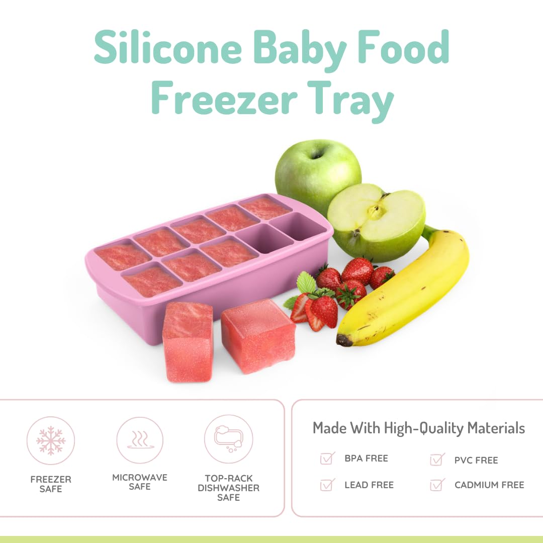 Silicone Baby Food Freezer Tray with Lid | 10 x 2oz Portion Cubes – Breastmilk & Homemade Puree Storage Container – BPA Free, Microwave, Freezer & Dishwasher Safe – Baby Registry Must (Grey)