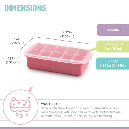 Silicone Baby Food Freezer Tray with Lid | 10 x 2oz Portion Cubes – Breastmilk & Homemade Puree Storage Container – BPA Free, Microwave, Freezer & Dishwasher Safe – Baby Registry Must (Grey)