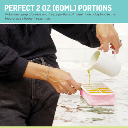 Silicone Baby Food Freezer Tray with Lid | 10 x 2oz Portion Cubes – Breastmilk & Homemade Puree Storage Container – BPA Free, Microwave, Freezer & Dishwasher Safe – Baby Registry Must (Grey)