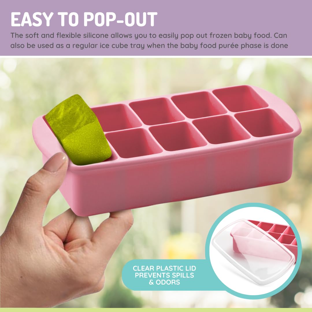 Silicone Baby Food Freezer Tray with Lid | 10 x 2oz Portion Cubes – Breastmilk & Homemade Puree Storage Container – BPA Free, Microwave, Freezer & Dishwasher Safe – Baby Registry Must (Grey)