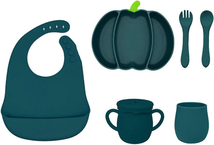 Pumpkin Shaped Meal Tray with Suction Cup for Secure Dining Portable Feeding Plate Silicone Children Dinnerwares Halloween Pumpkin Plates
