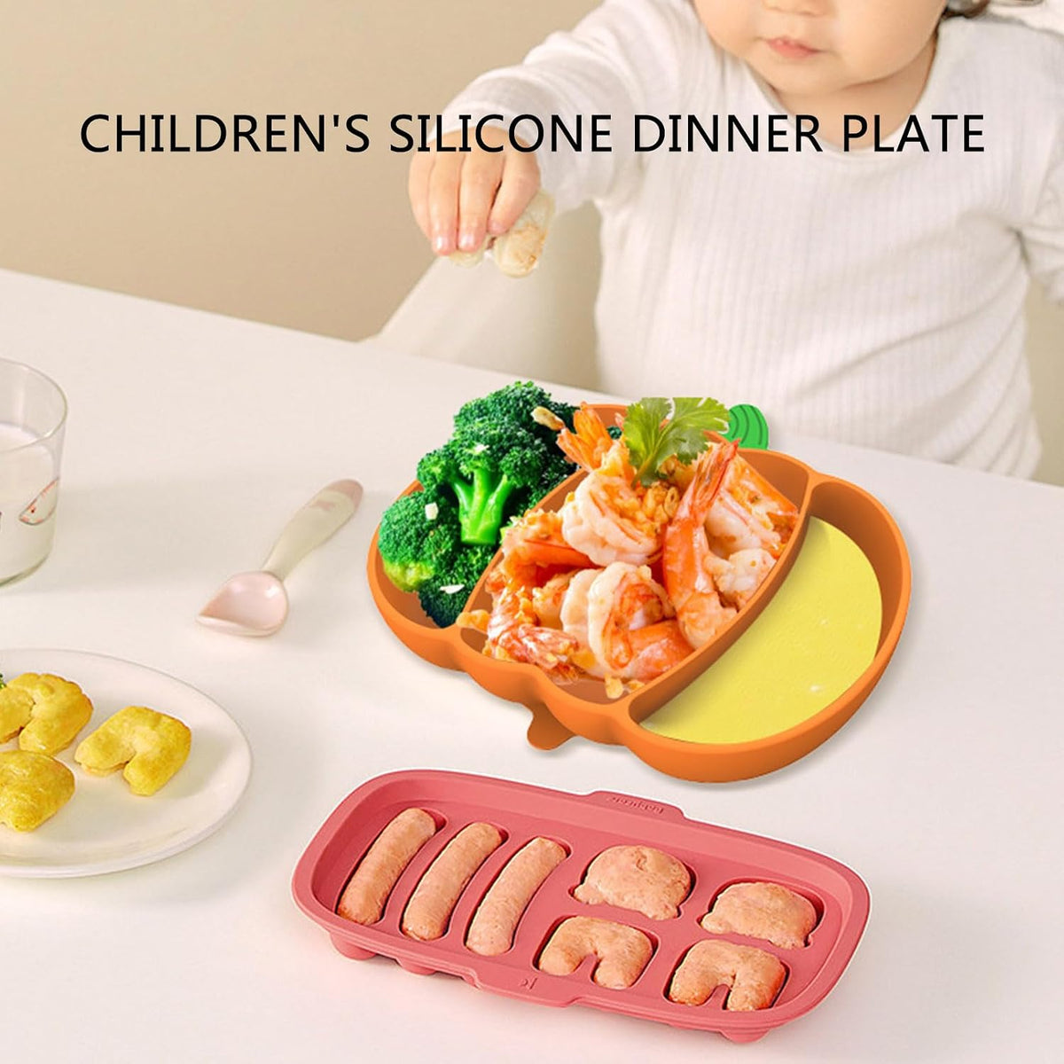 Pumpkin Shaped Meal Tray with Suction Cup for Secure Dining Portable Feeding Plate Silicone Children Dinnerwares Halloween Pumpkin Plates