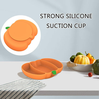 Pumpkin Shaped Meal Tray with Suction Cup for Secure Dining Portable Feeding Plate Silicone Children Dinnerwares Halloween Pumpkin Plates