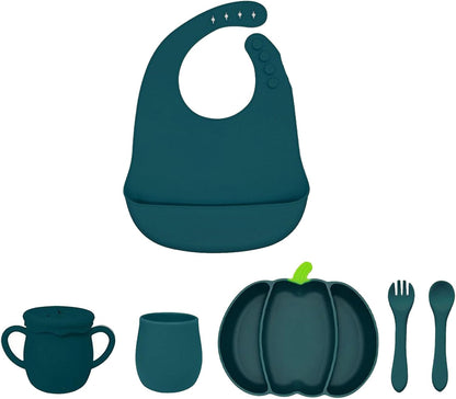 Pumpkin Shaped Meal Tray with Suction Cup for Secure Dining Portable Feeding Plate Silicone Children Dinnerwares Halloween Pumpkin Plates