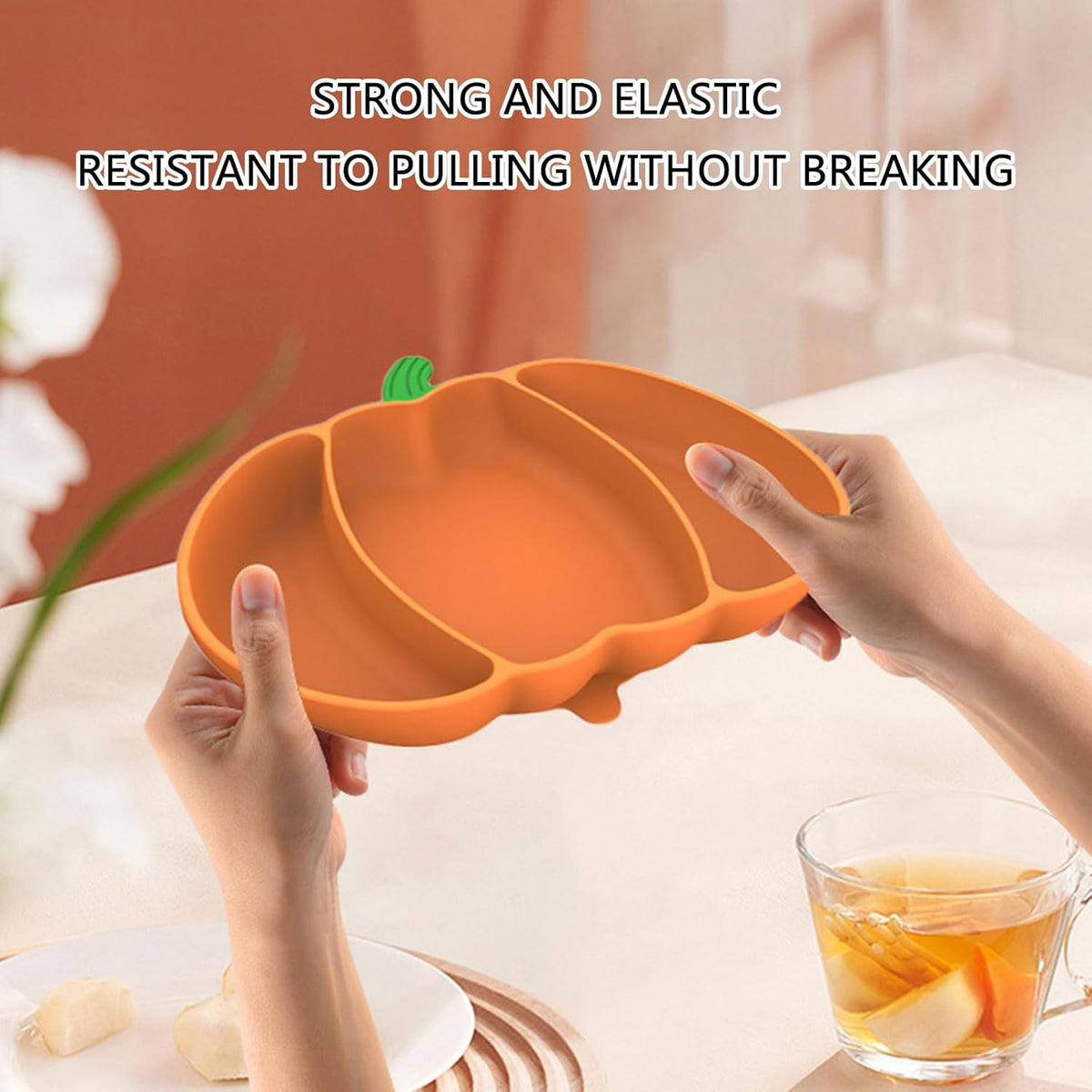Pumpkin Shaped Meal Tray with Suction Cup for Secure Dining Portable Feeding Plate Silicone Children Dinnerwares Halloween Pumpkin Plates