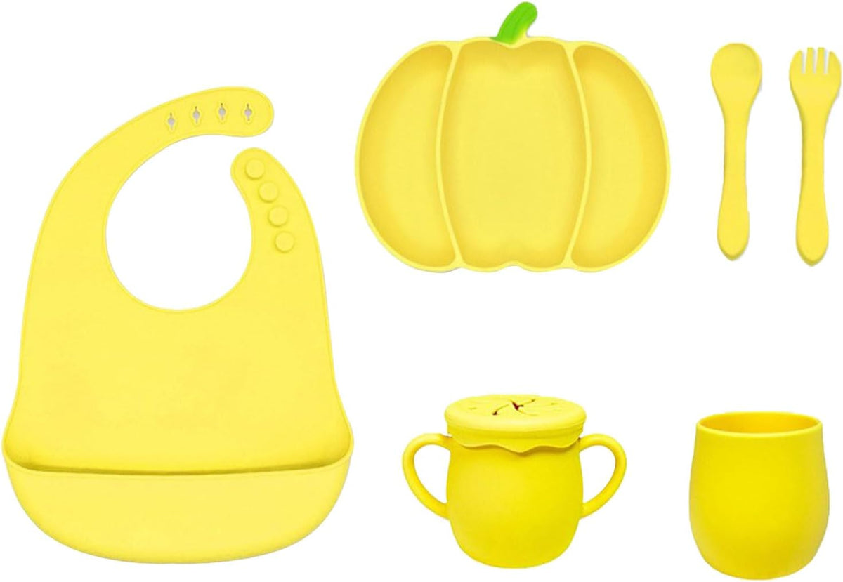 Pumpkin Shaped Meal Tray with Suction Cup for Secure Dining Portable Feeding Plate Silicone Children Dinnerwares Halloween Pumpkin Plates