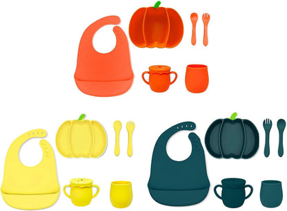 Pumpkin Shaped Meal Tray with Suction Cup for Secure Dining Portable Feeding Plate Silicone Children Dinnerwares Halloween Pumpkin Plates