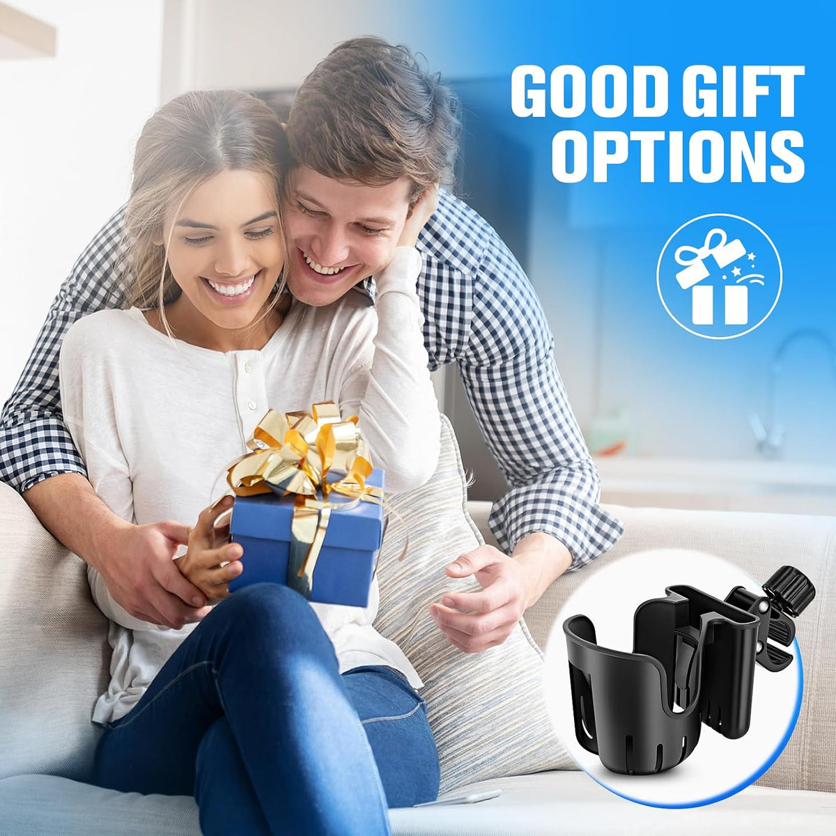 2-in-1 Universal Stroller Cup Holder with Phone Holder for Walker,Fits Most Cup