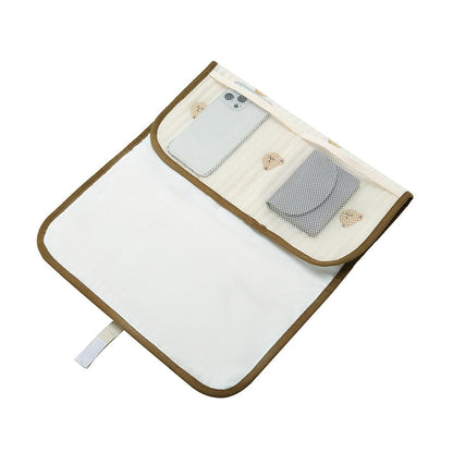 Portable Baby Changing Pad Foldable & Water Proofing Mat Built-in Mesh Pocket for Newborns and Parents During Travel (Bear)