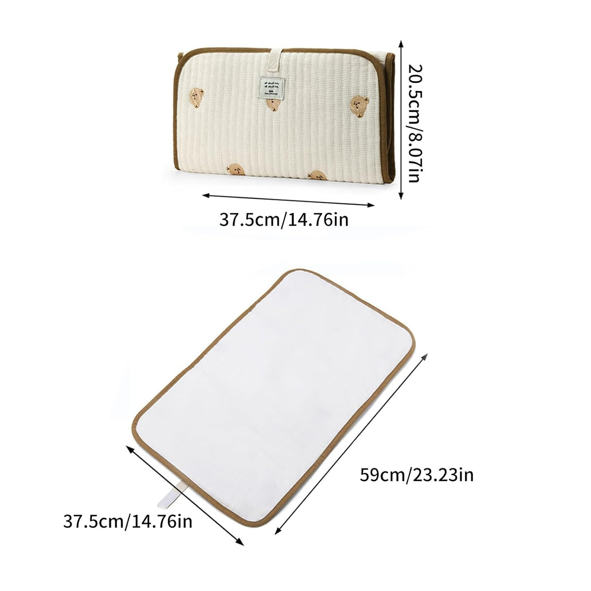 Portable Baby Changing Pad Foldable & Water Proofing Mat Built-in Mesh Pocket for Newborns and Parents During Travel (Bear)